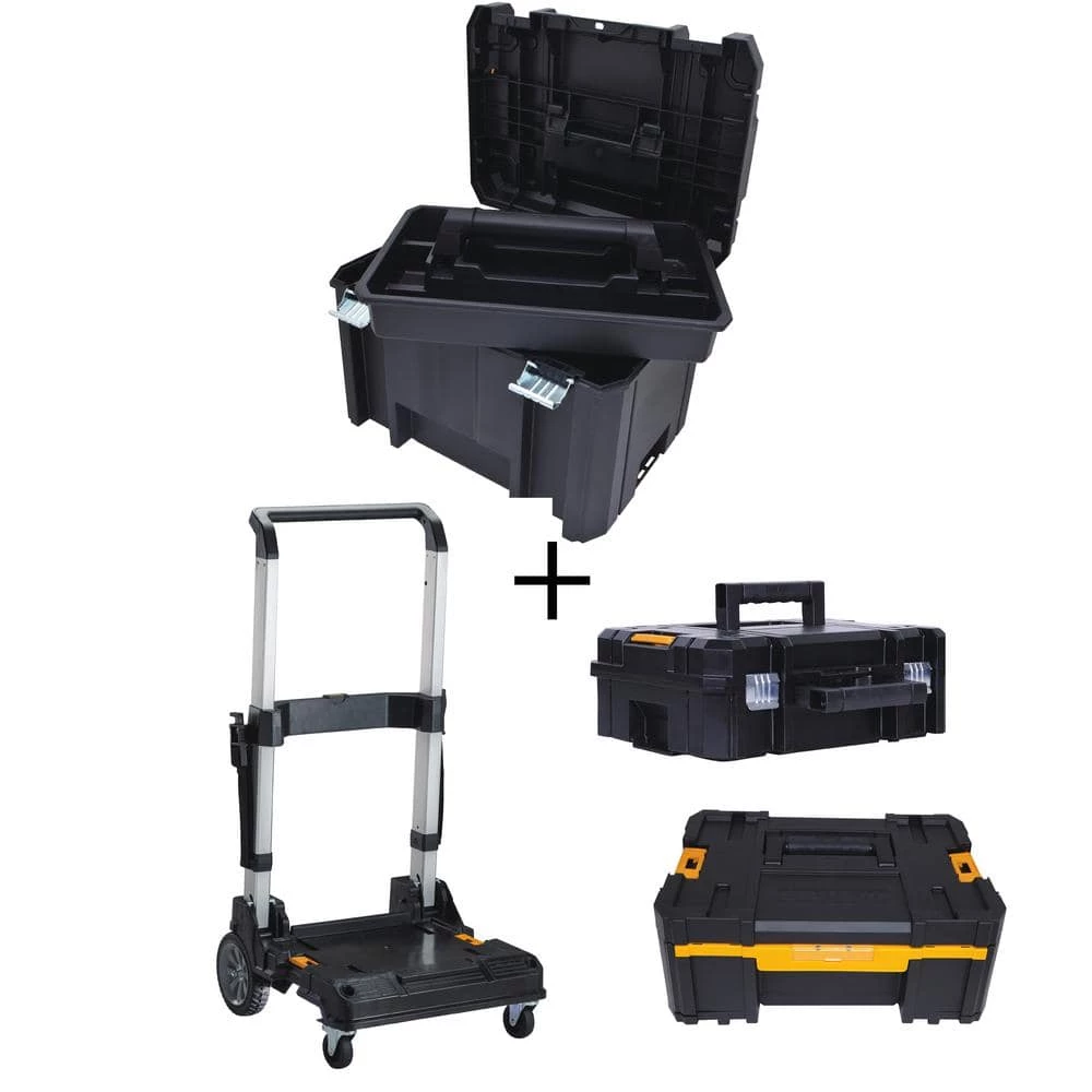 Deals 😍 DEWALT TSTAK VI 17 in. Tool Box, TSTAK II Tool Box, TSTAK III Organizer and Trolley Storage System Combo Set (4 Components) ⌛ 3 Deals 😍 DEWALT TSTAK VI 17 in. Tool Box, TSTAK II Tool Box, TSTAK III Organizer and Trolley Storage System Combo Set (4 Components) ⌛