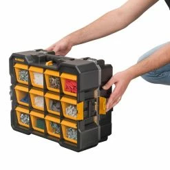 Flash Sale 💯 DEWALT 12-Compartment Small Parts Organizer Flip Bin (2-Pack) ✨ -Deals Tool Storage Store black dewalt small parts organizers dwst14121w2pk 1d 1000