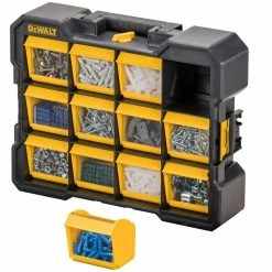 Flash Sale 💯 DEWALT 12-Compartment Small Parts Organizer Flip Bin (2-Pack) ✨ -Deals Tool Storage Store black dewalt small parts organizers dwst14121w2pk 66 1000