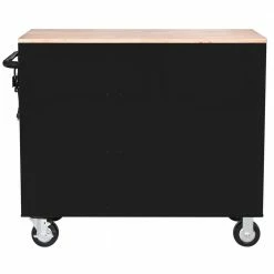 Best Pirce 🧨 Husky 42 in. W x 18.1 in. D 8-Drawer Black Mobile Workbench Cabinet with Solid Wood Top 🥰 -Deals Tool Storage Store black husky mobile workbenches h42mwc8blk 66 1000