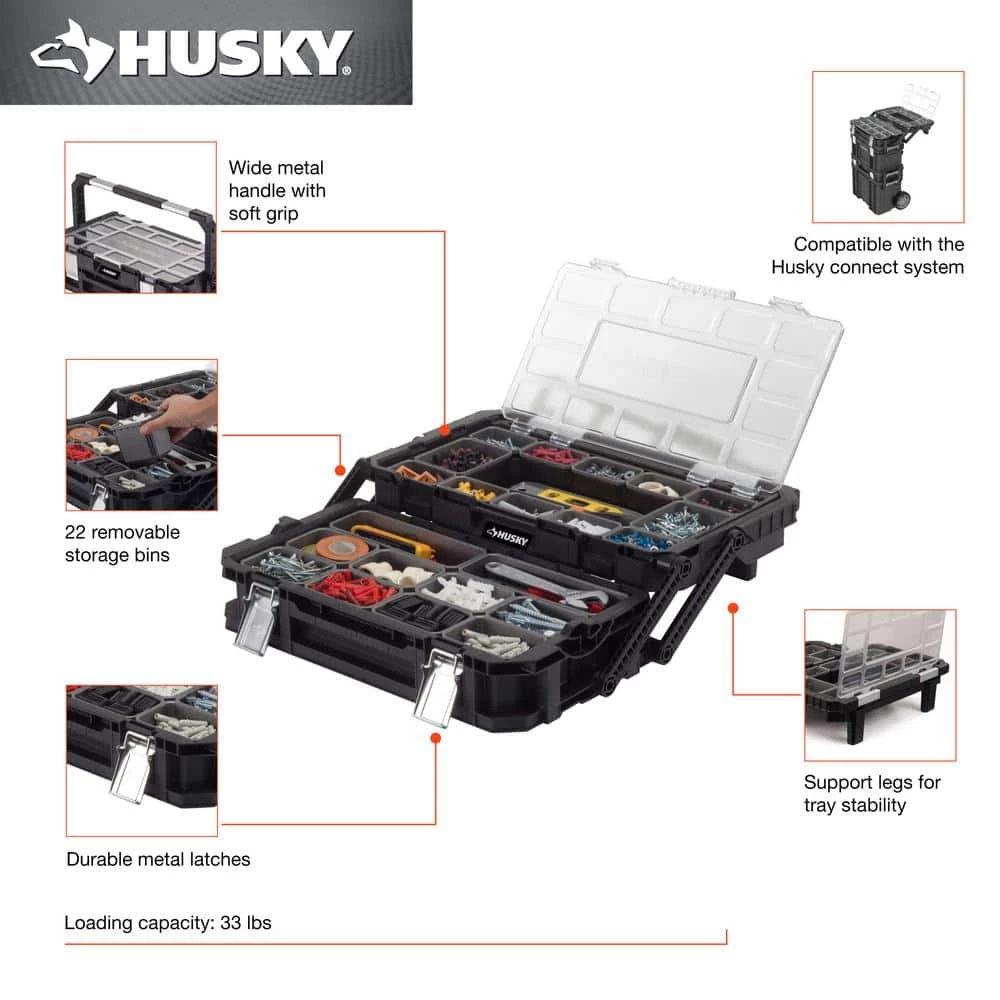 Discount ❤️ Husky 22 in. 22-Compartment Connect Cantilever Organizer for Small Parts Organizer 🌟 6 Discount ❤️ Husky 22 in. 22-Compartment Connect Cantilever Organizer for Small Parts Organizer 🌟 - Image 4