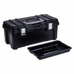 Outlet 😀 Husky 26 in. Black Plastic Portable Tool Box with Metal Latches 💯 -Deals Tool Storage Store black husky portable tool boxes 235580 1f 1000