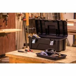 Outlet 😀 Husky 26 in. Black Plastic Portable Tool Box with Metal Latches 💯 -Deals Tool Storage Store black husky portable tool boxes 235580 4f 1000
