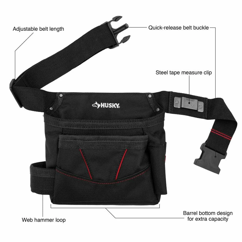 Top 10 🌟 Husky 6-Pocket Black Tool Belt Pouch 💯 5 Top 10 🌟 Husky 6-Pocket Black Tool Belt Pouch 💯 - Image 3