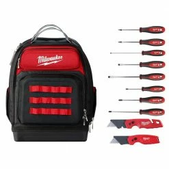 Best deal 😉 Milwaukee 15 in. Ultimate Jobsite 🎒 Backpack with Screwdriver Set and FASTBACK Utility Knifes (10-Piece) 🎉