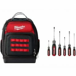 Budget 👍 Milwaukee Ultimate Jobsite Black 15 in. 🎒 Backpack with Screwdriver Cushion Grip Set (6-Piece) 😍
