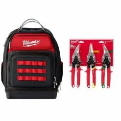 Budget ⭐ Milwaukee 15 in. Ultimate Jobsite 🎒 Backpack W/ Left, Right, and Straight Aviation Snips (3-Pack) 👍