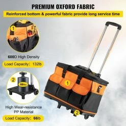 New 🧨 VEVOR 20 in. Rolling Tool Bag 198 lbs. Load Capacity 17-Pockets Bag Oxford Fabric Material with Telescoping Handle 🎁 -Deals Tool Storage Store black vevor portable tool boxes gjbglgjdyc203usvcv0 1f 1000