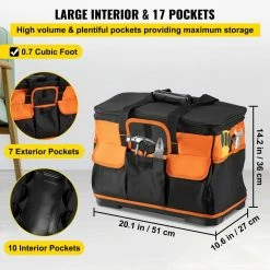 New 🧨 VEVOR 20 in. Rolling Tool Bag 198 lbs. Load Capacity 17-Pockets Bag Oxford Fabric Material with Telescoping Handle 🎁 -Deals Tool Storage Store black vevor portable tool boxes gjbglgjdyc203usvcv0 44 1000
