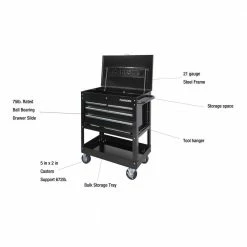 Coupon 🎁 Husky 33 in. W 4-Drawer Mechanics Tool Utility Cart in Gloss Black 👍 -Deals Tool Storage Store gloss black husky tool carts houc3304b10 40 1000