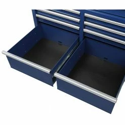 Wholesale ❤️ Husky 46 in. W x 24.5 in. D Standard Duty 9-Drawer Mobile Workbench Tool Chest with Solid Wood Top in Gloss Blue 🎁 -Deals Tool Storage Store gloss blue with silver trim husky mobile workbenches h46mwc9gbv2 44 1000