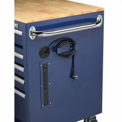 Wholesale ❤️ Husky 46 in. W x 24.5 in. D Standard Duty 9-Drawer Mobile Workbench Tool Chest with Solid Wood Top in Gloss Blue 🎁 -Deals Tool Storage Store gloss blue with silver trim husky mobile workbenches h46mwc9gbv2 76 1000