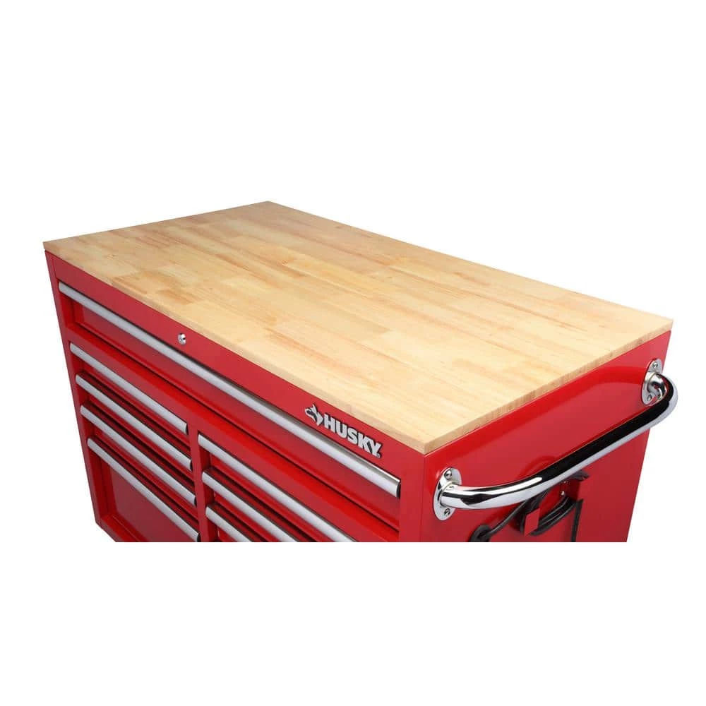 Buy 🥰 Husky 46 in. W x 24.5 in. D 9-Drawer Gloss Red Deep Tool Chest Mobile Workbench with Hardwood Top 🥰 6 Buy 🥰 Husky 46 in. W x 24.5 in. D 9-Drawer Gloss Red Deep Tool Chest Mobile Workbench with Hardwood Top 🥰 - Image 4