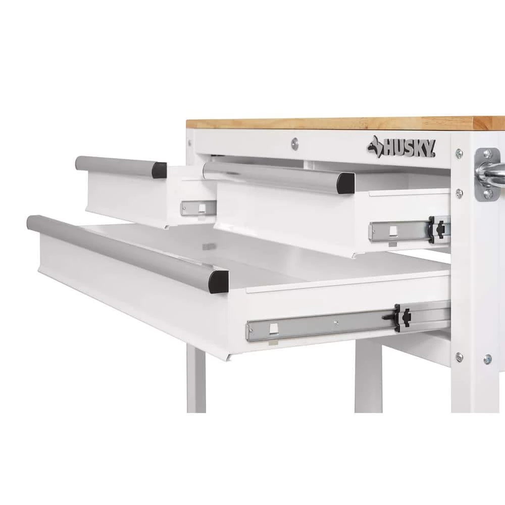 Best Sale 😀 Husky 36 in. 3-Drawer with Solid Wood Top in Gloss White Utility Cart 🎉 8 Best Sale 😀 Husky 36 in. 3-Drawer with Solid Wood Top in Gloss White Utility Cart 🎉 - Image 6