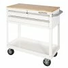 Best Sale 😀 Husky 36 in. 3-Drawer with Solid Wood Top in Gloss White Utility Cart 🎉 -Deals Tool Storage Store gloss white husky tool carts houc3603bj1 64 1000