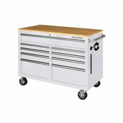 Top 10 โจ Husky 46 in. W x 24.5 in D Standard Duty 9-Drawer Mobile Workbench Tool Chest with Solid Wood Top in Gloss White ๐
