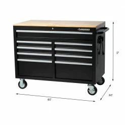 Top 10 ✨ Husky 46 in. W x 24.5 in D Standard Duty 9-Drawer Mobile Workbench Tool Chest with Solid Wood Top in Gloss White 🌟 18 Top 10 ✨ Husky 46 in. W x 24.5 in D Standard Duty 9-Drawer Mobile Workbench Tool Chest with Solid Wood Top in Gloss White 🌟 -Deals Tool Storage Store gloss white with silver trim husky mobile workbenches hotc4609bj6m 66 1000