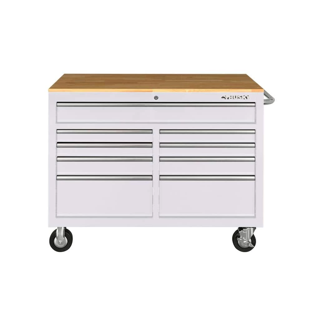 Top 10 ✨ Husky 46 in. W x 24.5 in D Standard Duty 9-Drawer Mobile Workbench Tool Chest with Solid Wood Top in Gloss White 🌟 8 Top 10 ✨ Husky 46 in. W x 24.5 in D Standard Duty 9-Drawer Mobile Workbench Tool Chest with Solid Wood Top in Gloss White 🌟 - Image 6