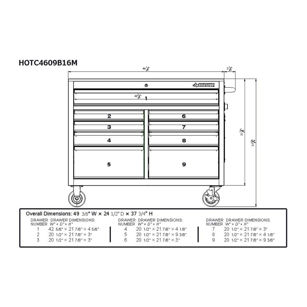 Top 10 ✨ Husky 46 in. W x 24.5 in D Standard Duty 9-Drawer Mobile Workbench Tool Chest with Solid Wood Top in Gloss White 🌟 14 Top 10 ✨ Husky 46 in. W x 24.5 in D Standard Duty 9-Drawer Mobile Workbench Tool Chest with Solid Wood Top in Gloss White 🌟 - Image 12
