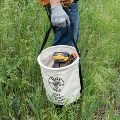 Outlet 😍 Klein Tools Canvas Bucket, Wide-Opening, Straight-Wall, Molded Bottom, 12-Inch 🤩 -Deals Tool Storage Store natural canvas klein tools tool bags 5109 1d 1000
