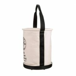 Outlet 😍 Klein Tools Canvas Bucket, Wide-Opening, Straight-Wall, Molded Bottom, 12-Inch 🤩 -Deals Tool Storage Store natural canvas klein tools tool bags 5109 66 1000
