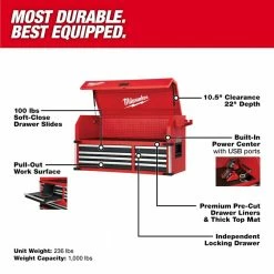 Budget 🔔 Milwaukee High Capacity 46 in. 8-Drawer Top Chest 👏 -Deals Tool Storage Store red and black milwaukee top tool chests 48 22 8541 e1 1000