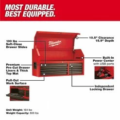 Hot Sale โ Milwaukee 46 in. 8-Drawer Steel Storage Top Chest in Red and Black ๐ 16 Hot Sale โ Milwaukee 46 in. 8-Drawer Steel Storage Top Chest in Red and Black ๐ -Deals Tool Storage Store red and black textured powder coating milwaukee top tool chests 48 22 8510 e1 1000