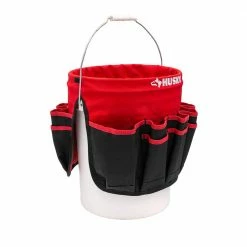 Flash Sale 👏 Husky 12 in. 30 Pocket Heavy Duty Bucket Jockey 5 Gallon In-Bucket Storage Tool Bag 🧨 -Deals Tool Storage Store red black husky tool bags hd10030 th 40 1000