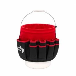 Flash Sale 👏 Husky 12 in. 30 Pocket Heavy Duty Bucket Jockey 5 Gallon In-Bucket Storage Tool Bag 🧨 -Deals Tool Storage Store red black husky tool bags hd10030 th 66 1000