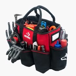 Deals ⌛ Husky 14 in. 15 Pocket Open Top Supply Tool Bag 🔔 -Deals Tool Storage Store red black husky tool bags hd60014 th e1 1000