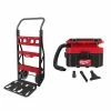 Best Pirce 🔔 Milwaukee PACKOUT 20 in. 2-Wheel Utility Cart & M18 FUEL PACKOUT 18-Volt Lithium-Ion Cordless 2.5 Gal. Wet/Dry Vacuum (Tool-Only) 💯 -Deals Tool Storage Store red black milwaukee modular tool storage systems 48 22 8415 0970 20 64 1000