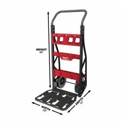 Deals ⭐ Milwaukee PACKOUT 20 in. 2-Wheel Utility Cart with M18 Lithium-Ion Cordless PACKOUT Radio/Speaker with Built-In Charger 💯 -Deals Tool Storage Store red black milwaukee modular tool storage systems 48 22 8415 2950 20 1f 1000
