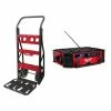 Deals ⭐ Milwaukee PACKOUT 20 in. 2-Wheel Utility Cart with M18 Lithium-Ion Cordless PACKOUT Radio/Speaker with Built-In Charger 💯 -Deals Tool Storage Store red black milwaukee modular tool storage systems 48 22 8415 2950 20 64 1000