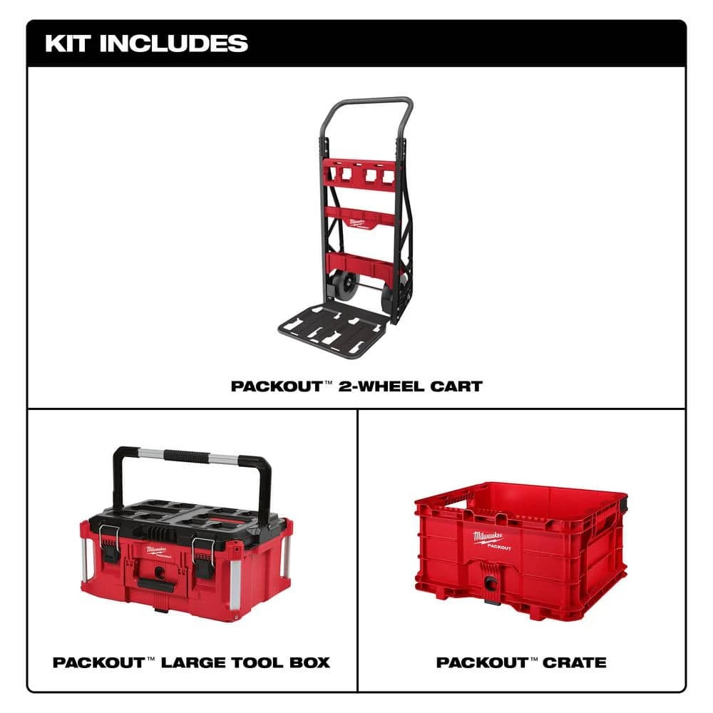 New ๐ Milwaukee PACKOUT 20 in. 2-Wheel Utility Cart with Large Tool Box and Crate (3-Piece) ๐ 4 New ๐ Milwaukee PACKOUT 20 in. 2-Wheel Utility Cart with Large Tool Box and Crate (3-Piece) ๐ - Image 2