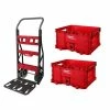 Buy 🎉 Milwaukee PACKOUT 20 in. 2-Wheel Utility Cart with (2) PACKOUT Tool Storage Crates ⌛ -Deals Tool Storage Store red black milwaukee modular tool storage systems 48 22 8415 48 22 8440x2 64 1000