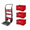 Best Pirce 🧨 Milwaukee PACKOUT 20 in. 2-Wheel Utility Cart with (3) PACKOUT Tool Storage Crates 👏 -Deals Tool Storage Store red black milwaukee modular tool storage systems 48 22 8415 48 22 8440x3 64 1000