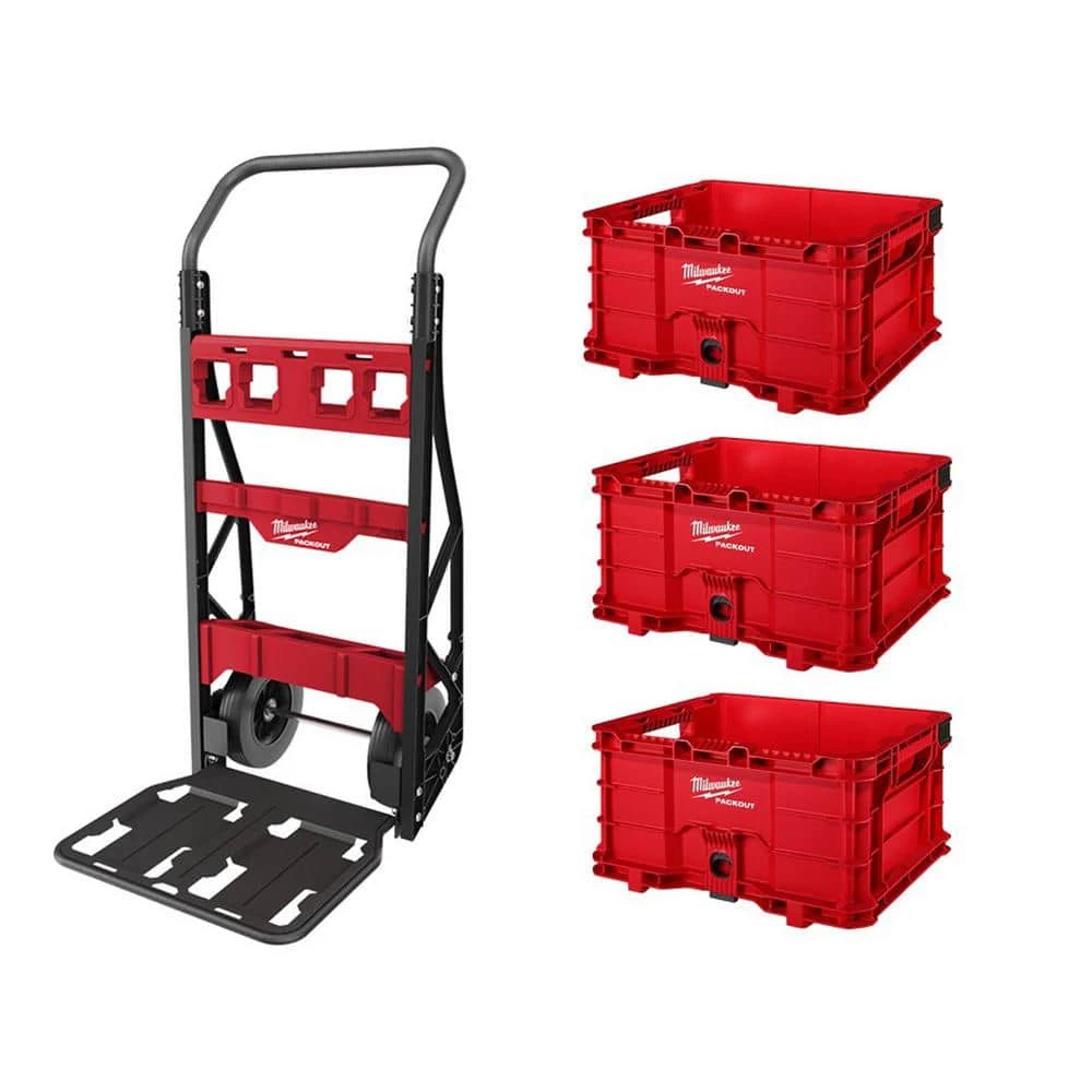 Best Pirce ๐งจ Milwaukee PACKOUT 20 in. 2-Wheel Utility Cart with (3) PACKOUT Tool Storage Crates ๐ 3 Best Pirce ๐งจ Milwaukee PACKOUT 20 in. 2-Wheel Utility Cart with (3) PACKOUT Tool Storage Crates ๐