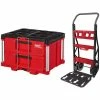Cheapest 🥰 Milwaukee PACKOUT 20 in. 2-Wheel Utility Cart with 2-Drawer Tool Box 😀 -Deals Tool Storage Store red black milwaukee modular tool storage systems 48 22 8415 48 22 8442 64 1000