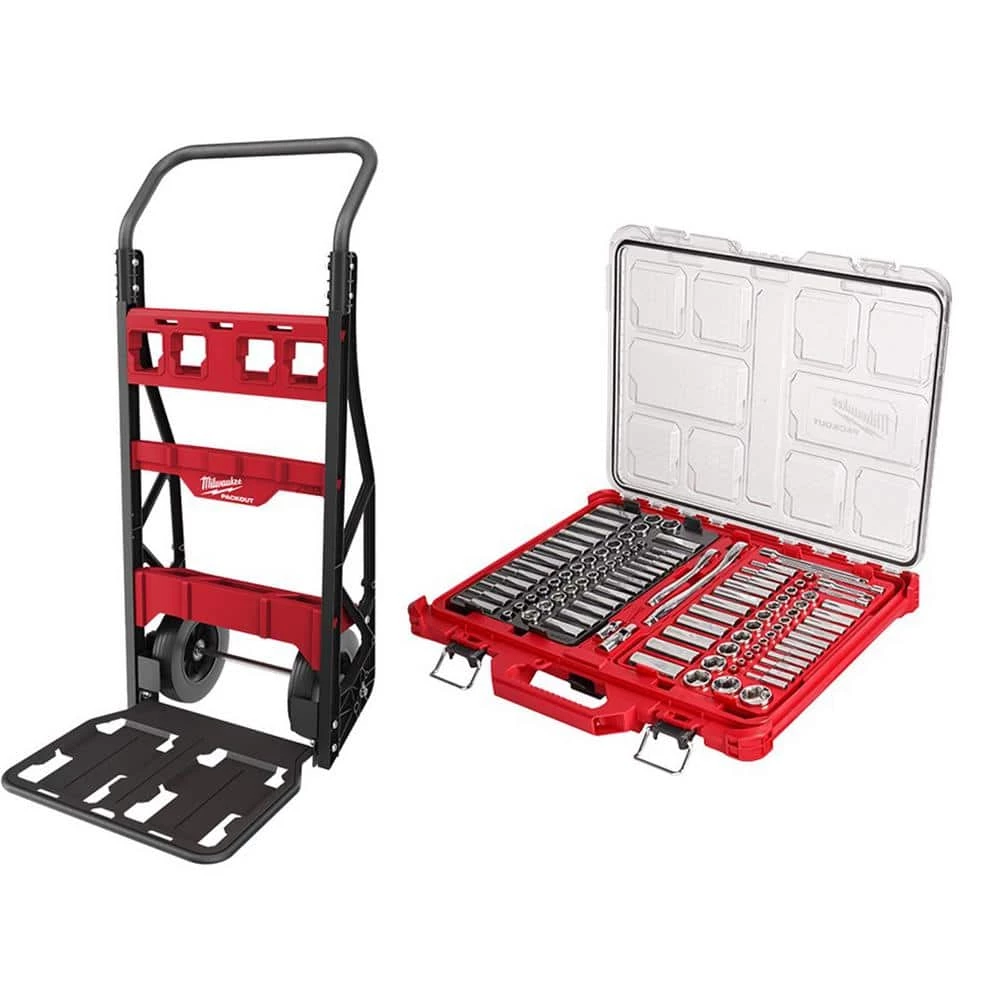 Top 10 โจ Milwaukee PACKOUT 20 in. 2-Wheel Folding Utility Cart w/3/8 in. and 1/4 in. SAE/Metric Mechanics Set (107-Piece) ๐ 3 Top 10 โจ Milwaukee PACKOUT 20 in. 2-Wheel Folding Utility Cart w/3/8 in. and 1/4 in. SAE/Metric Mechanics Set (107-Piece) ๐