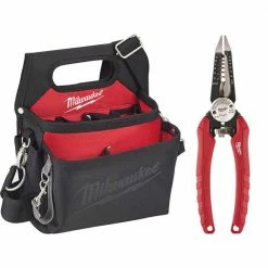 New 👍 Milwaukee 15-Pocket Electricians Tool Holder with Quick Adjust Belt and 6-in-1 Wire Stripper Pliers 🥰