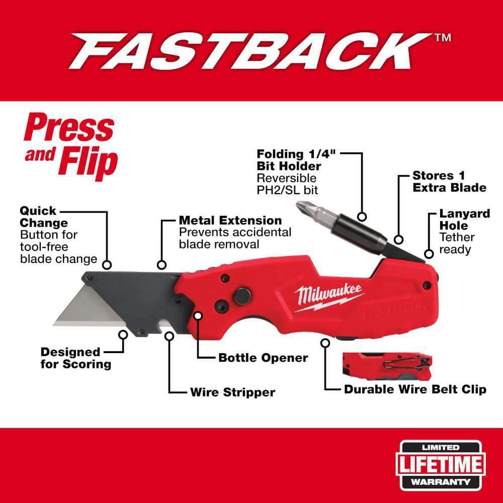 Discount 👍 Milwaukee 15 in. PACKOUT 🎒 Backpack with FASTBACK 6-In-1 Folding Utility Knife and FASTBACK Compact Folding Utility Knife Set 🎉 6 Discount 👍 Milwaukee 15 in. PACKOUT 🎒 Backpack with FASTBACK 6-In-1 Folding Utility Knife and FASTBACK Compact Folding Utility Knife Set 🎉 - Image 4