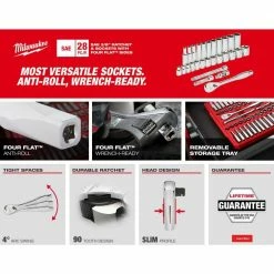 Best Sale 🎉 Milwaukee 15 in. PACKOUT 🎒 Backpack and 3/8 in. Drive SAE Ratchet and Socket Mechanics Tool Set with PACKOUT Case (28-Piece) 🎉 -Deals Tool Storage Store red milwaukee modular tool storage systems 48 22 8301 48 22 9481 a0 1000