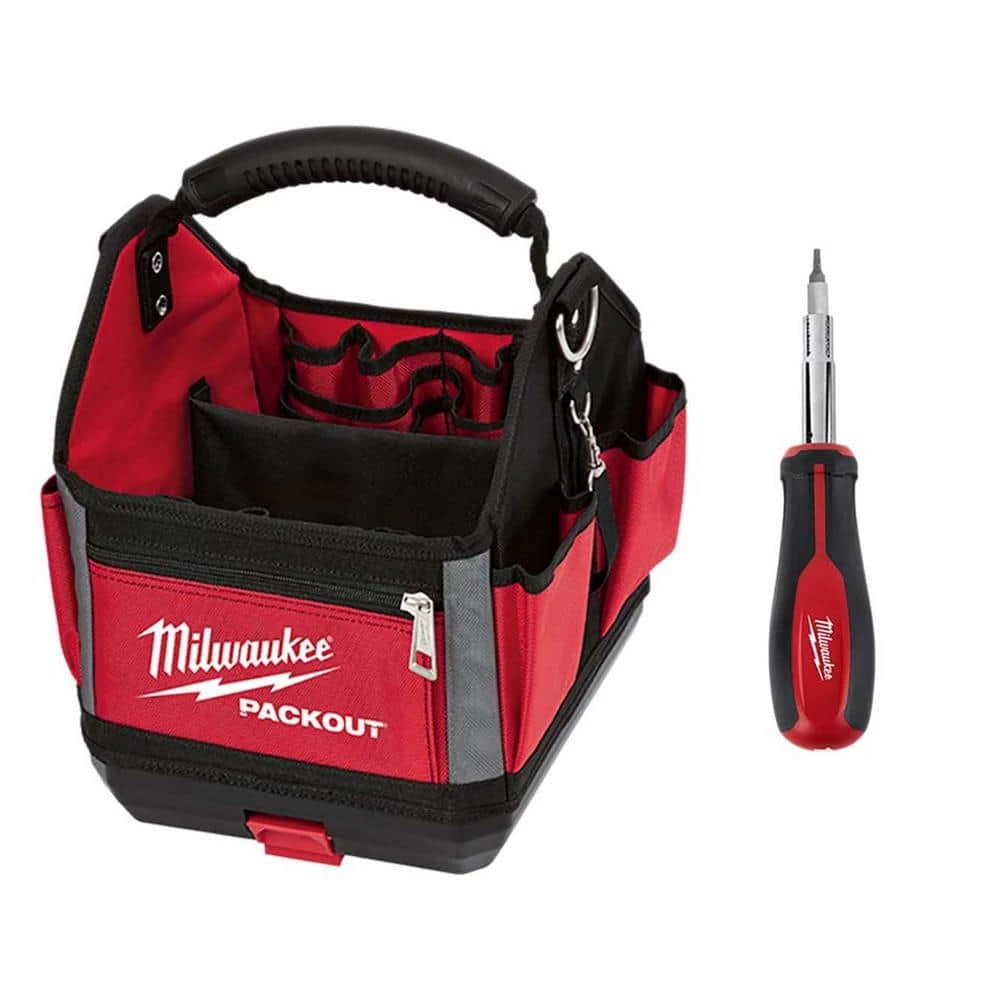 New ๐ Milwaukee 10 in. PACKOUT Tote with 11-in-1 Multi-Tip Screwdriver with Square Drive Bits ๐ 3 New ๐ Milwaukee 10 in. PACKOUT Tote with 11-in-1 Multi-Tip Screwdriver with Square Drive Bits ๐