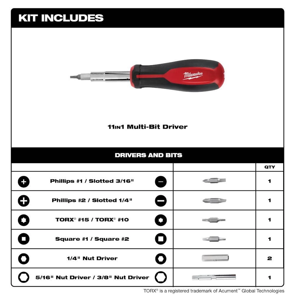 New ๐ Milwaukee 10 in. PACKOUT Tote with 11-in-1 Multi-Tip Screwdriver with Square Drive Bits ๐ 6 New ๐ Milwaukee 10 in. PACKOUT Tote with 11-in-1 Multi-Tip Screwdriver with Square Drive Bits ๐ - Image 4