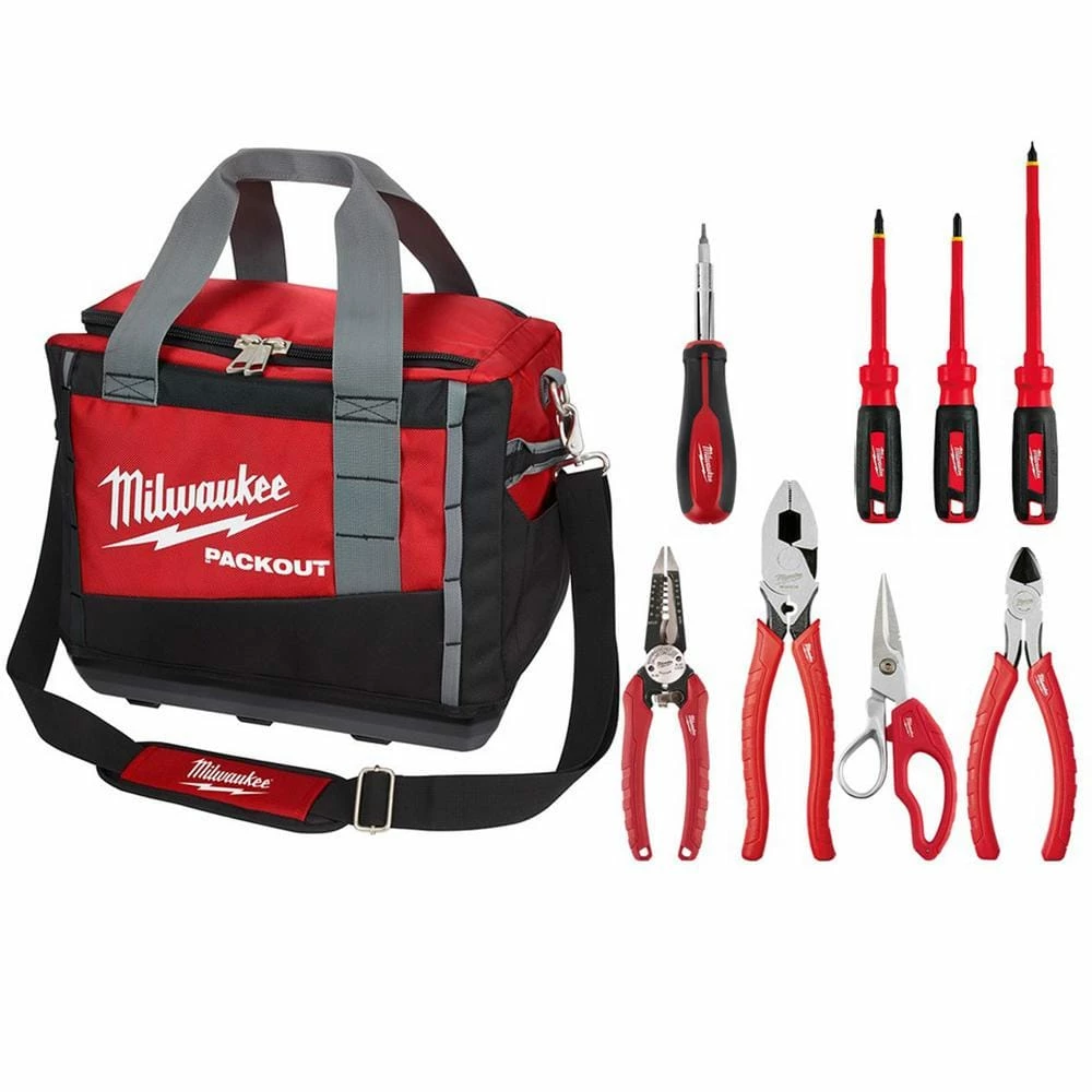 Flash Sale ✔️ Milwaukee 15 in. PACKOUT Tool Bag & Electrician Hand Tool Set (9-Piece) 🎉 3 Flash Sale ✔️ Milwaukee 15 in. PACKOUT Tool Bag & Electrician Hand Tool Set (9-Piece) 🎉