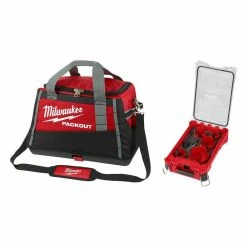 Deals Tool Storage Store 14 Best deal ๐ Milwaukee 20 in. PACKOUT Tool Bag with BIG HAWG Carbide Hole Saw Kit with PACKOUT Case (9-Piece) ๐คฉ