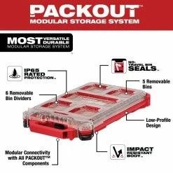 Hot Sale 👍 Milwaukee PACKOUT 5-Compartment Low-Profile Compact Small Parts Organizer ✔️ -Deals Tool Storage Store red milwaukee modular tool storage systems 48 22 8436 e1 1000