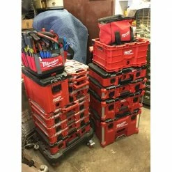Discount ✨ Milwaukee PACKOUT 18.6 in. Tool Storage Crate Bin with Carrying Handles and 50 lbs. Weight Capacity 🔥 -Deals Tool Storage Store red milwaukee modular tool storage systems 48 22 8440 77 1000