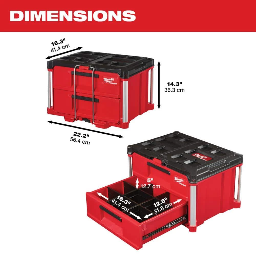 Best Sale ๐ Milwaukee PACKOUT 22 in. 2-Drawer Tool Box with Metal Reinforced Corners โค๏ธ 5 Best Sale ๐ Milwaukee PACKOUT 22 in. 2-Drawer Tool Box with Metal Reinforced Corners โค๏ธ - Image 3