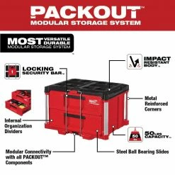 Brand new 🛒 Milwaukee PACKOUT 22 in. 3-Drawer and 2-Drawer 🛒 -Deals Tool Storage Store red milwaukee modular tool storage systems 48 22 8443 8442 4f 1000